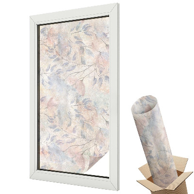 Ablakfólia ólomüveg hatással Elmosódott kompozíciójú pasztell levelek