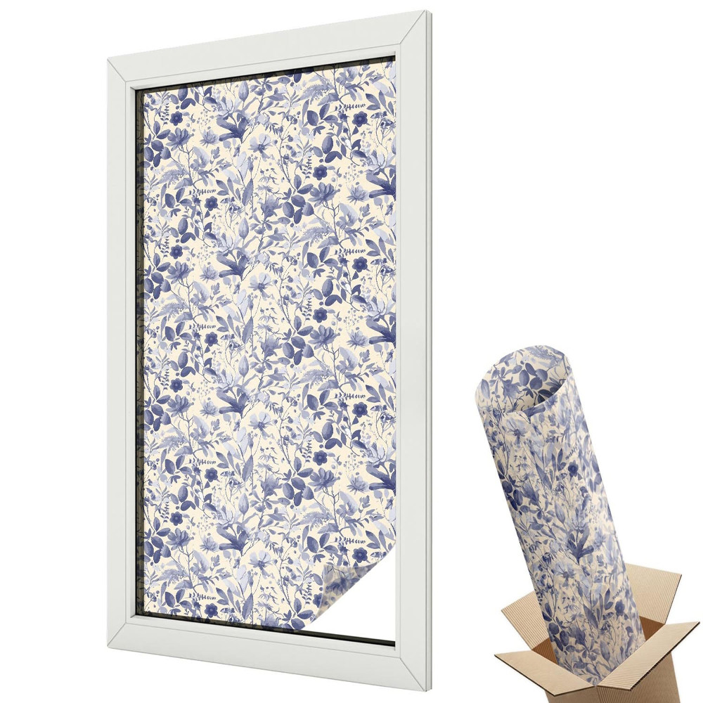 Ablakfólia ólomüveg hatással Virágmintás klasszikus harmonikus nosztalgikus