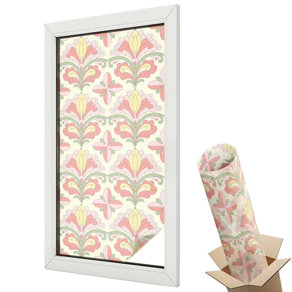 Dekoratív üvegfólia ablakra Pasztell bohém növényi minta