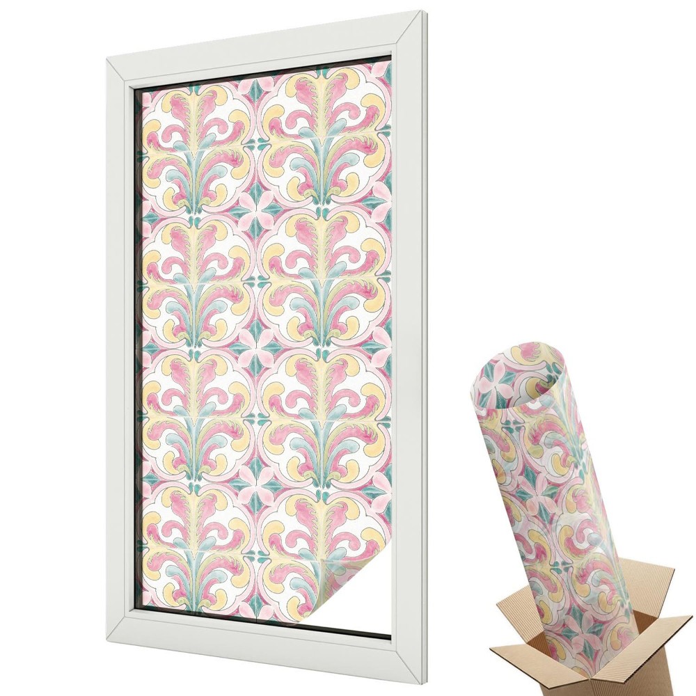 Üvegfólia ablakra Színes virágminták szecessziós stílusban