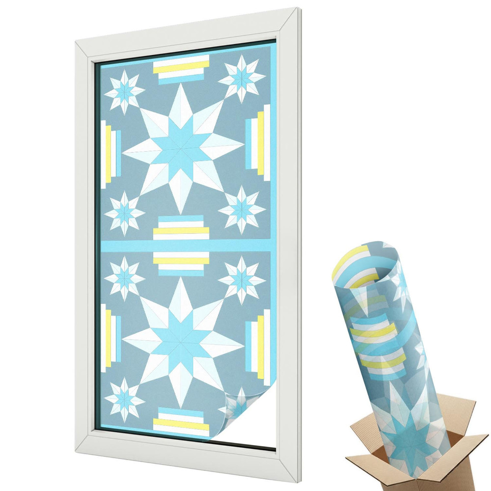 Dekoratív üvegfólia ablakra Szimmetrikus csillagok pasztell árnyalatokban