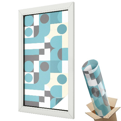 Ablakfólia ólomüveg hatással Kék geometrikus kontrasztminták