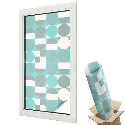 Dekoratív üvegfólia ablakra Kék körök fehér négyzetek szimmetria