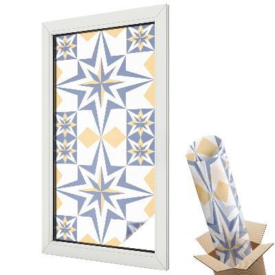 Ablakfólia ólomüveg hatással Kék és sárga geometrikus minta