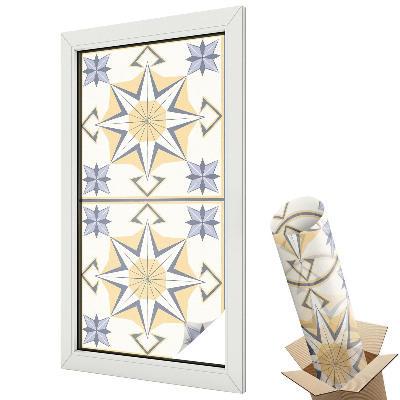 Ablakfólia ólomüveg hatással Sárga és szürke geometrikus csillag