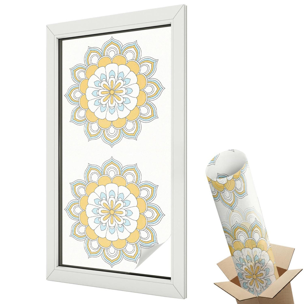 Üvegfólia ablakra Virágos mandalák modern stílusban