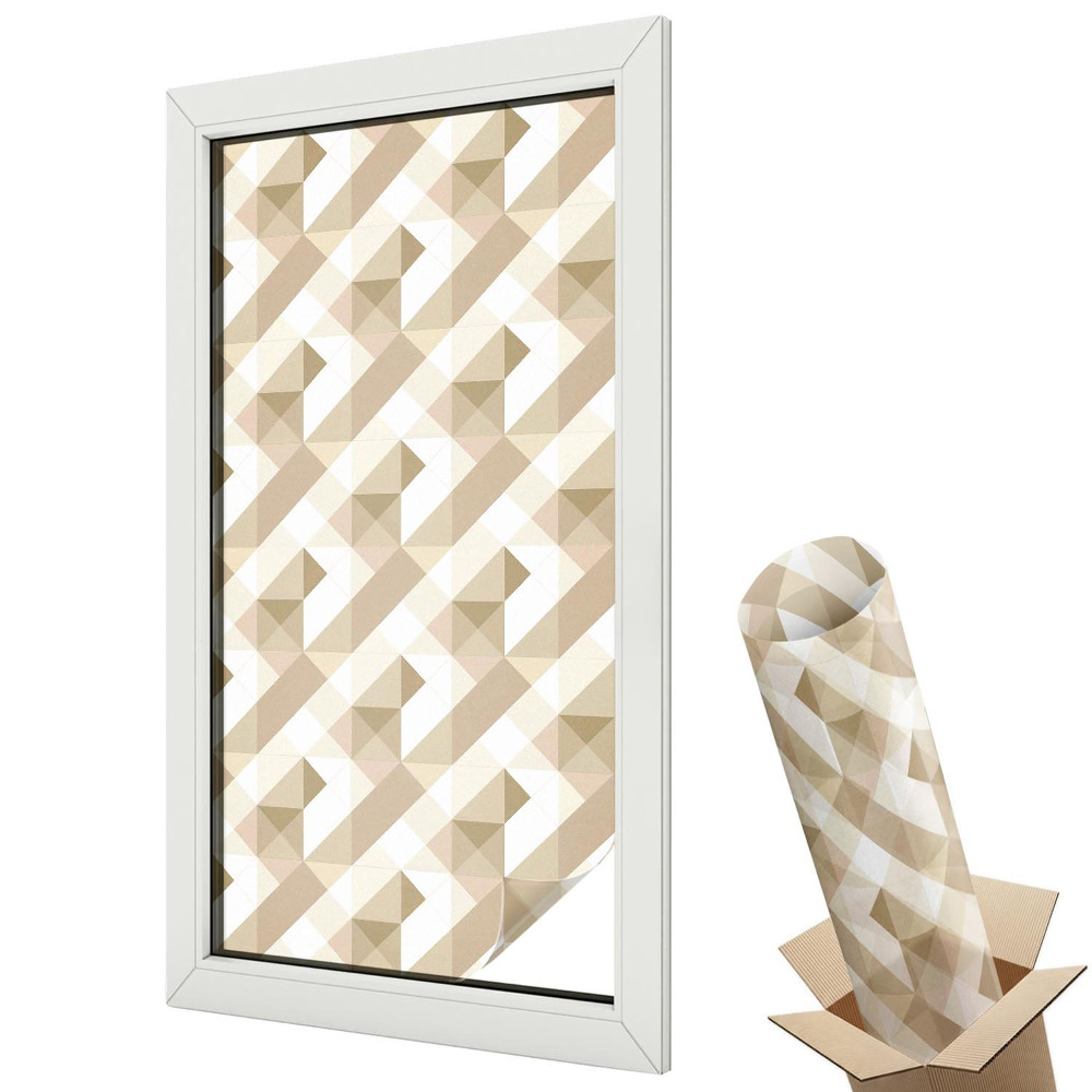 Ablakfólia ólomüveg hatással Geometriai alakzatok meleg árnyalatokban