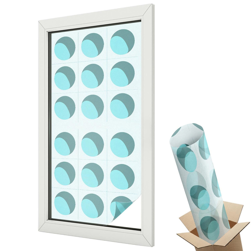 Ablakfólia tejüveg Kék körök szimmetrikus minta elegancia