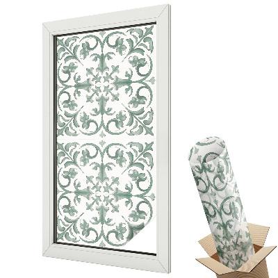 Ablakfólia ólomüveg hatással Zöld botanikai díszek