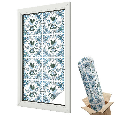 Üvegfólia ablakra Madarak és virágok klasszikus stílusban