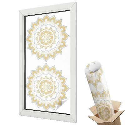 Dekoratív üvegfólia ablakra Sárga mandala virágos részletekkel