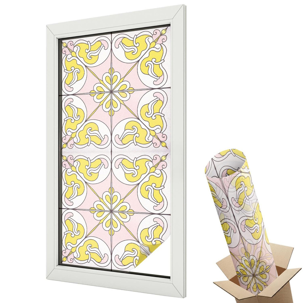 Ablakfólia tejüveg Klasszikus szimmetrikus virágmintás