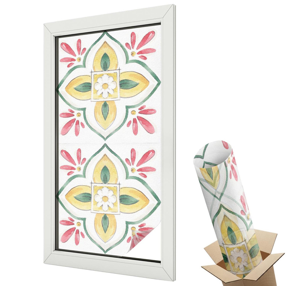 Ablakfólia tejüveg Színes virágmotívum