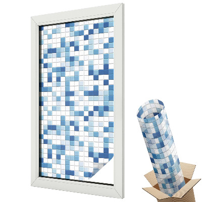 Üvegfólia ablakra Kék és fehér négyzet alakú mozaik