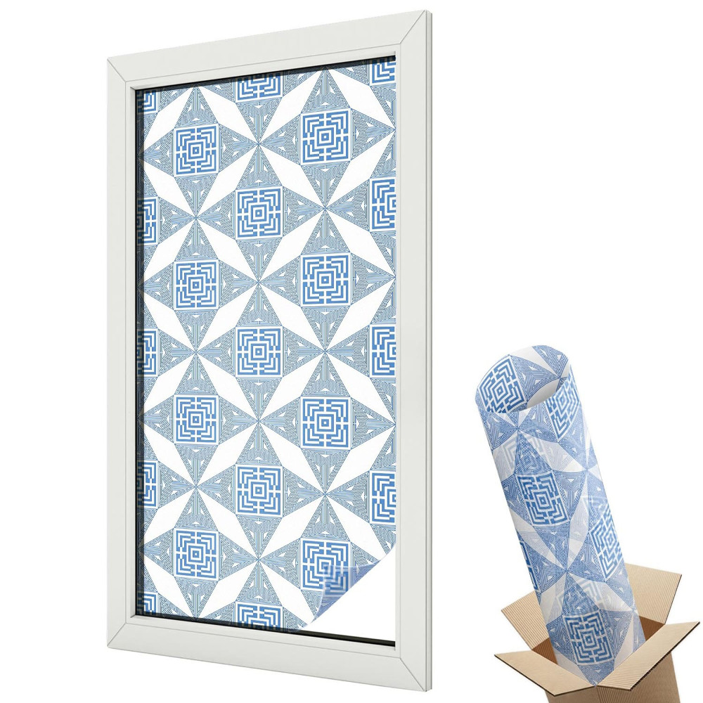 Üvegfólia ablakra Kék geometrikus mozaik