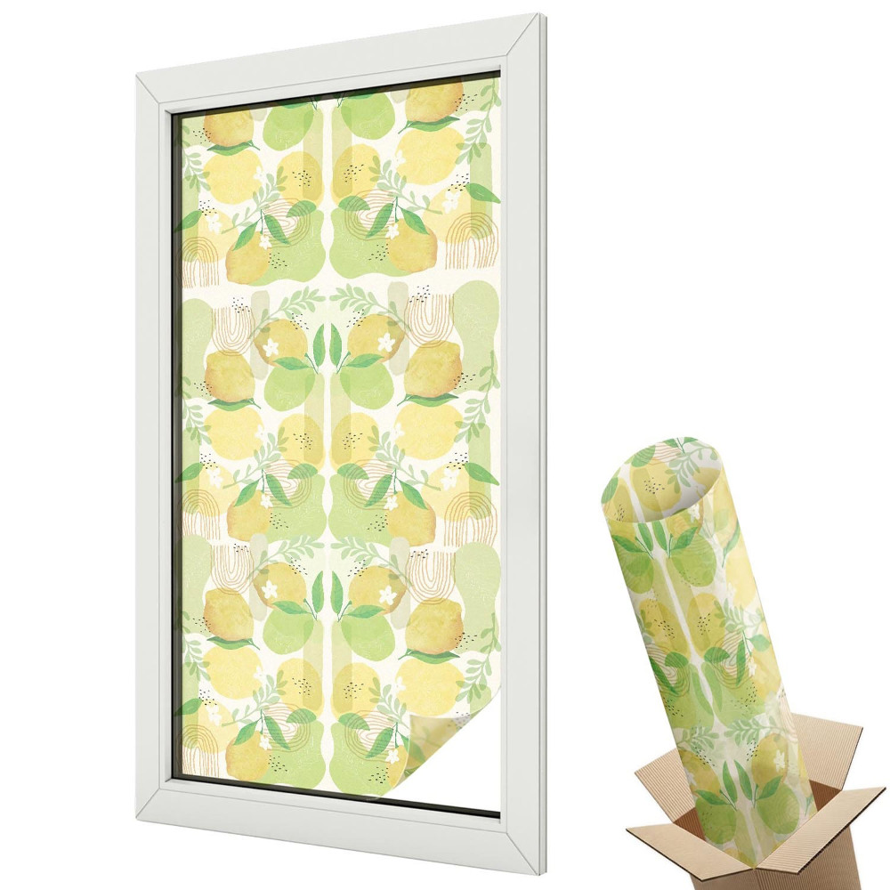 Ablakfólia ólomüveg hatással Citrom és levelek bohém szimmetriája