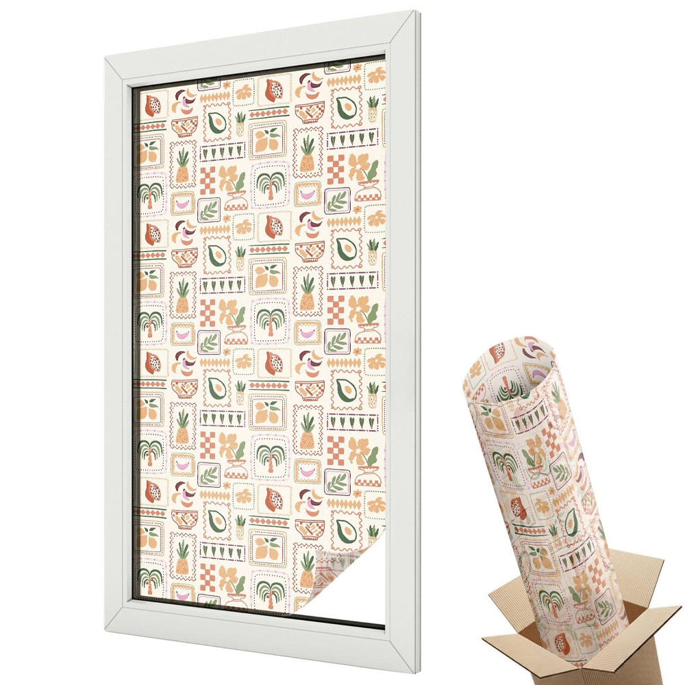 Üvegfólia ablakra Színes gyümölcs- és növényi motívumok