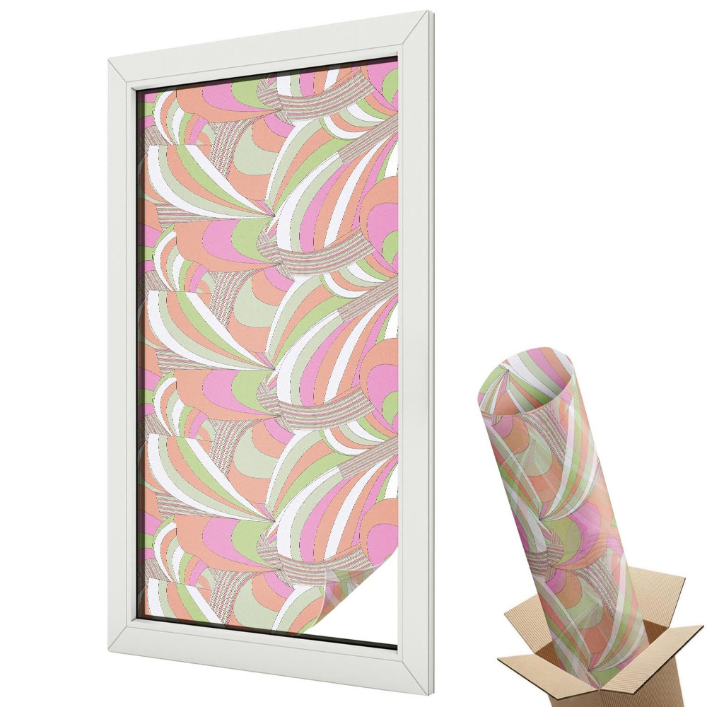 Üvegfólia ablakra Absztrakt ívek és görbék pasztell tónusokban