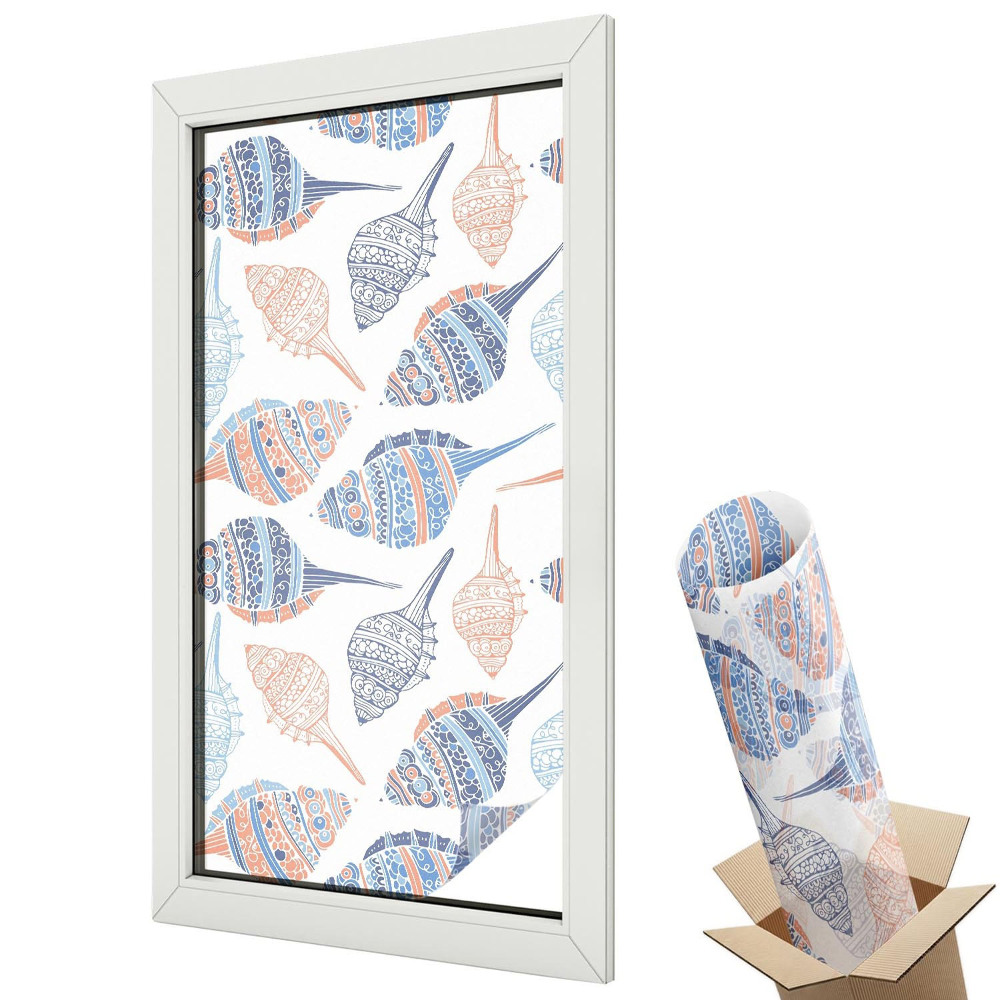 Ablakfólia ólomüveg hatással Bohém stílusú tengeri kagylók