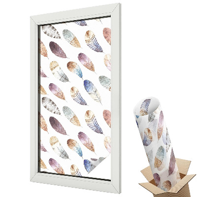 Dekoratív üvegfólia ablakra Színes tollak bohém minta