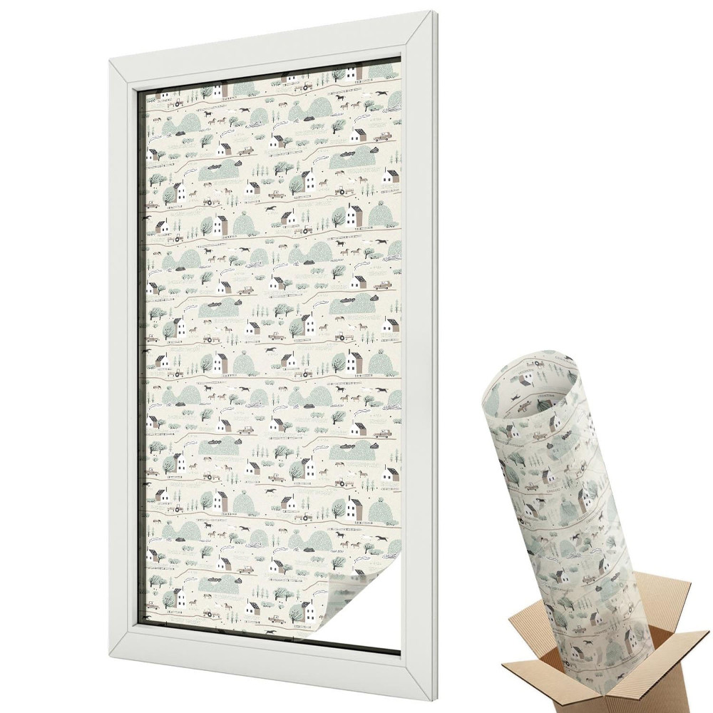 Ablakfólia ólomüveg hatással Vidéki házikók békés táj természet