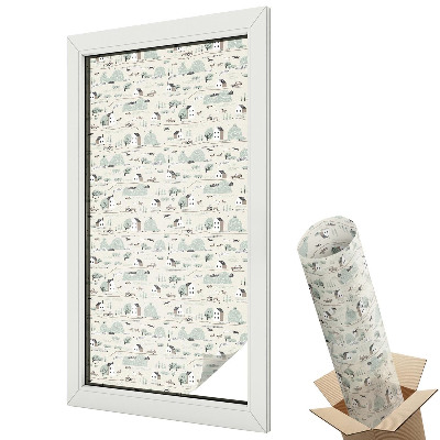 Ablakfólia ólomüveg hatással Vidéki házikók békés táj természet