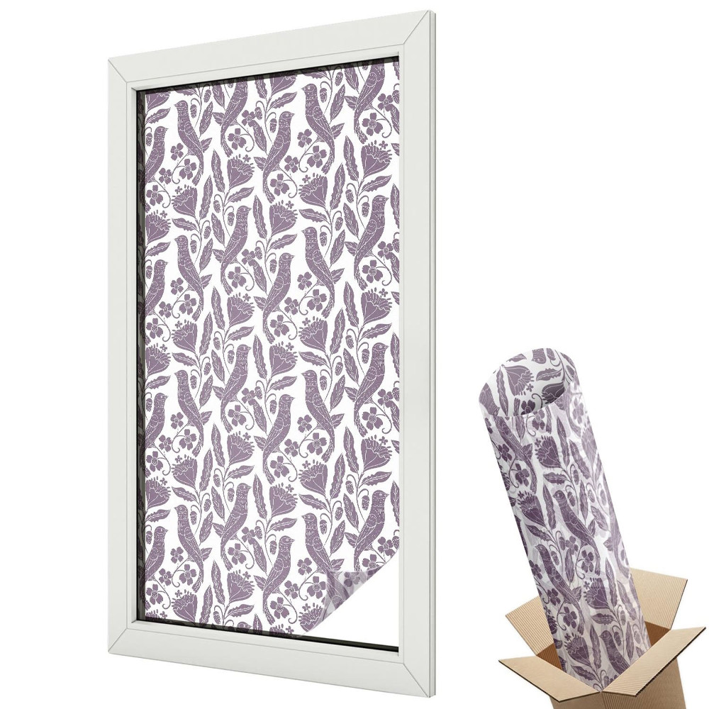 Ablakfólia tejüveg Madarak és virágok népi mintában