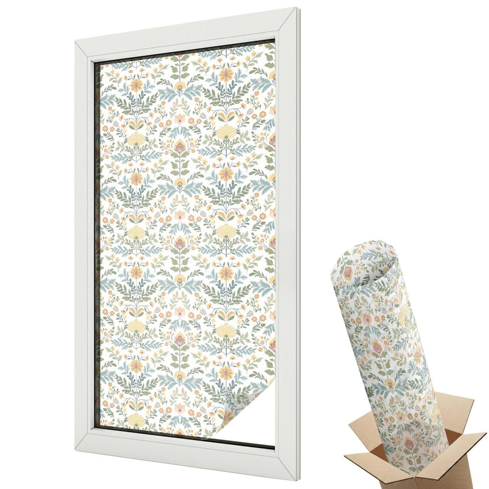 Dekoratív üvegfólia ablakra Virágos klasszikus stílusú szimmetria harmónia