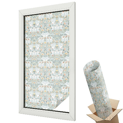 Üvegfólia ablakra Finom szarvas növényi motívumok között