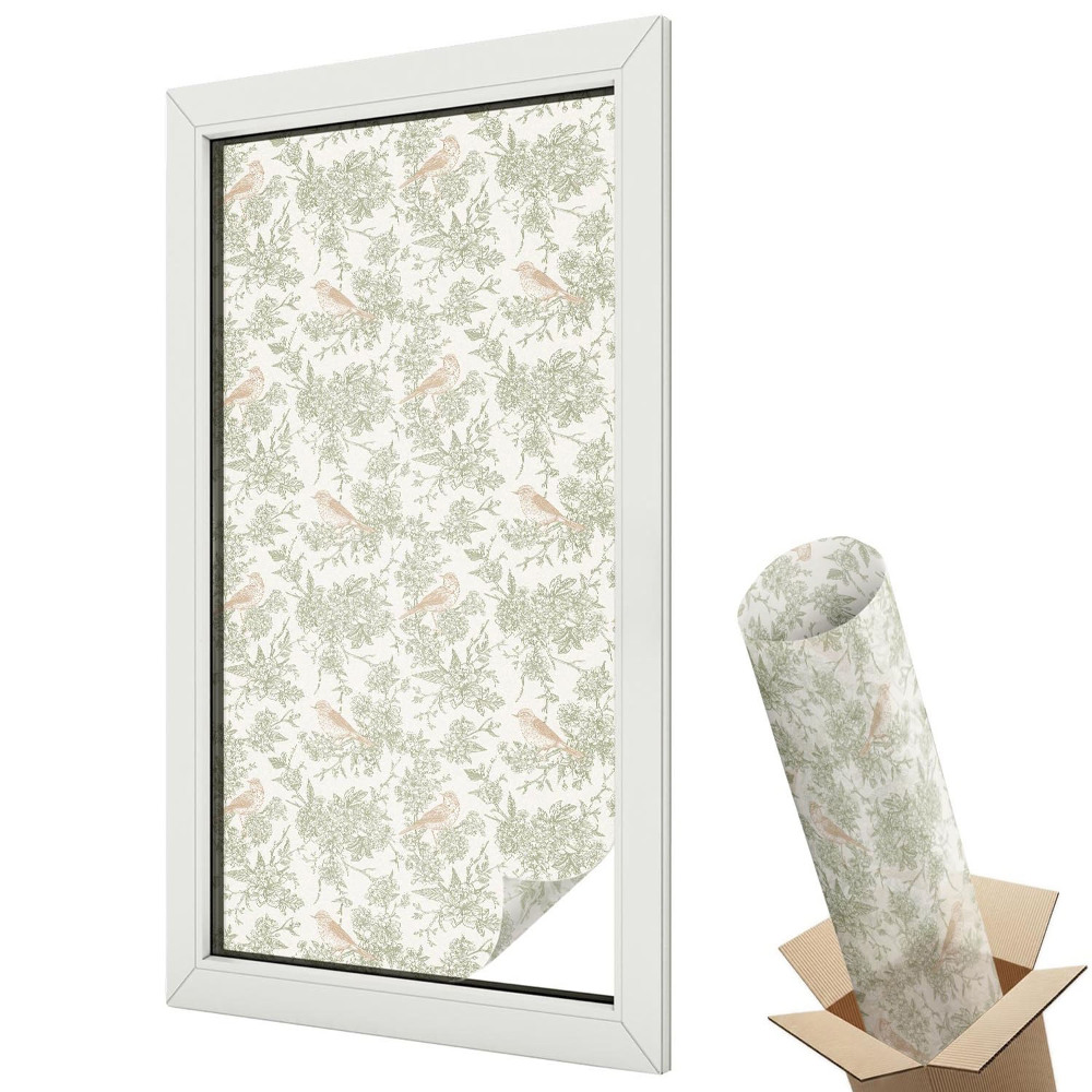 Ablakfólia tejüveg Madarak és növények klasszikus mintái