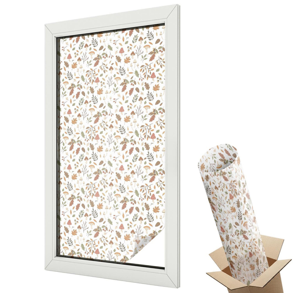 Dekoratív üvegfólia ablakra Őszi rusztikus motívumok levelek és gombák