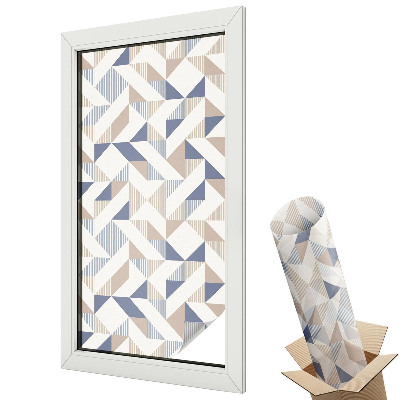 Üvegfólia ablakra Geometrikus háromszögek bézs és sötétkék színben