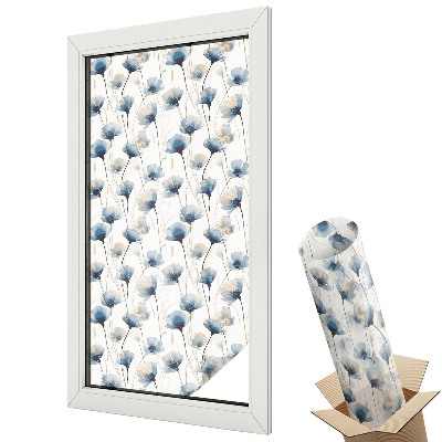 Ablakfólia tejüveg Stílusos virágmotívum kék árnyalatokban