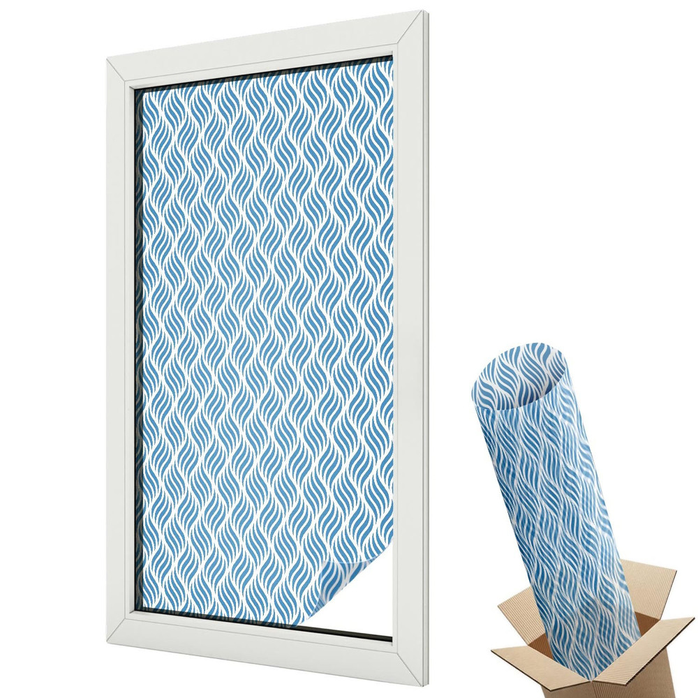 Ablakfólia tejüveg Absztrakt kék hullámok ismétlődő vonalak