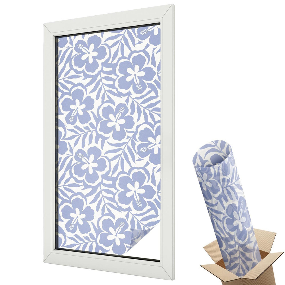 Dekoratív üvegfólia ablakra Virágminta leveles háttéren