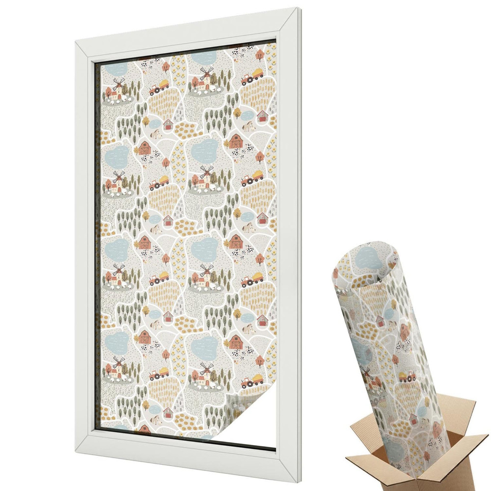 Ablakfólia tejüveg Rusztikus tájak traktorokkal