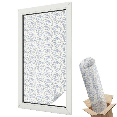 Ablakfólia ólomüveg hatással Kék virágok finom elegancia