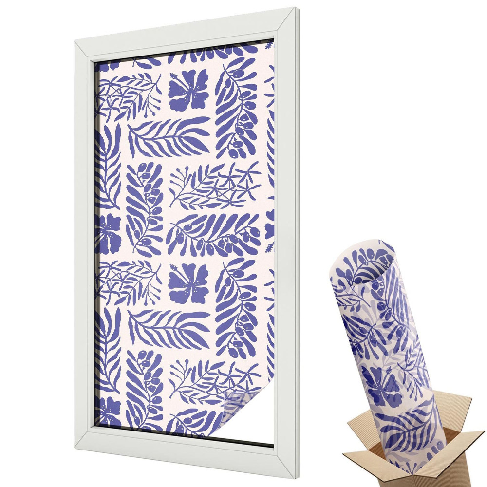 Dekoratív üvegfólia ablakra Levelek virágok modern minta