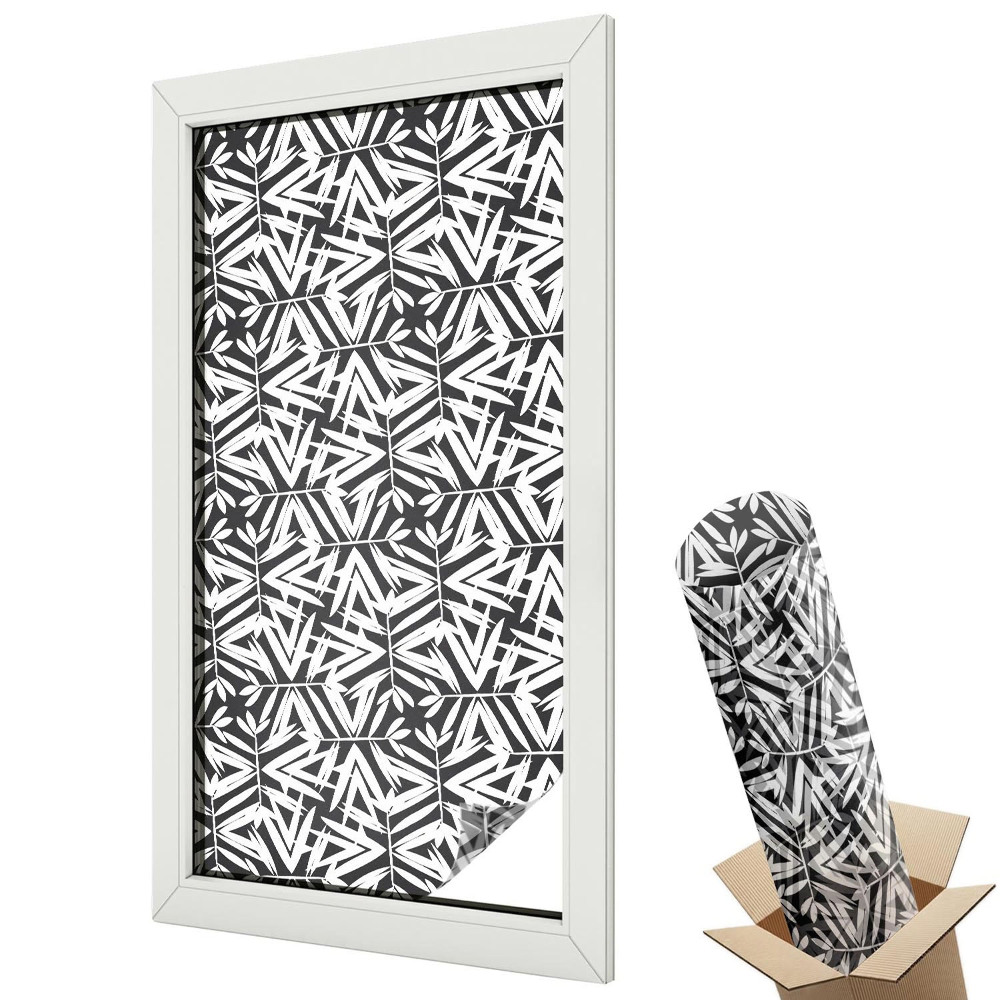 Ablakfólia ólomüveg hatással Modern szimmetrikus fekete-fehér grafika