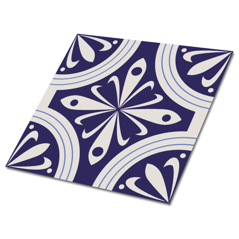 Vinyl padló falra Virágmotívum kék árnyalatokban