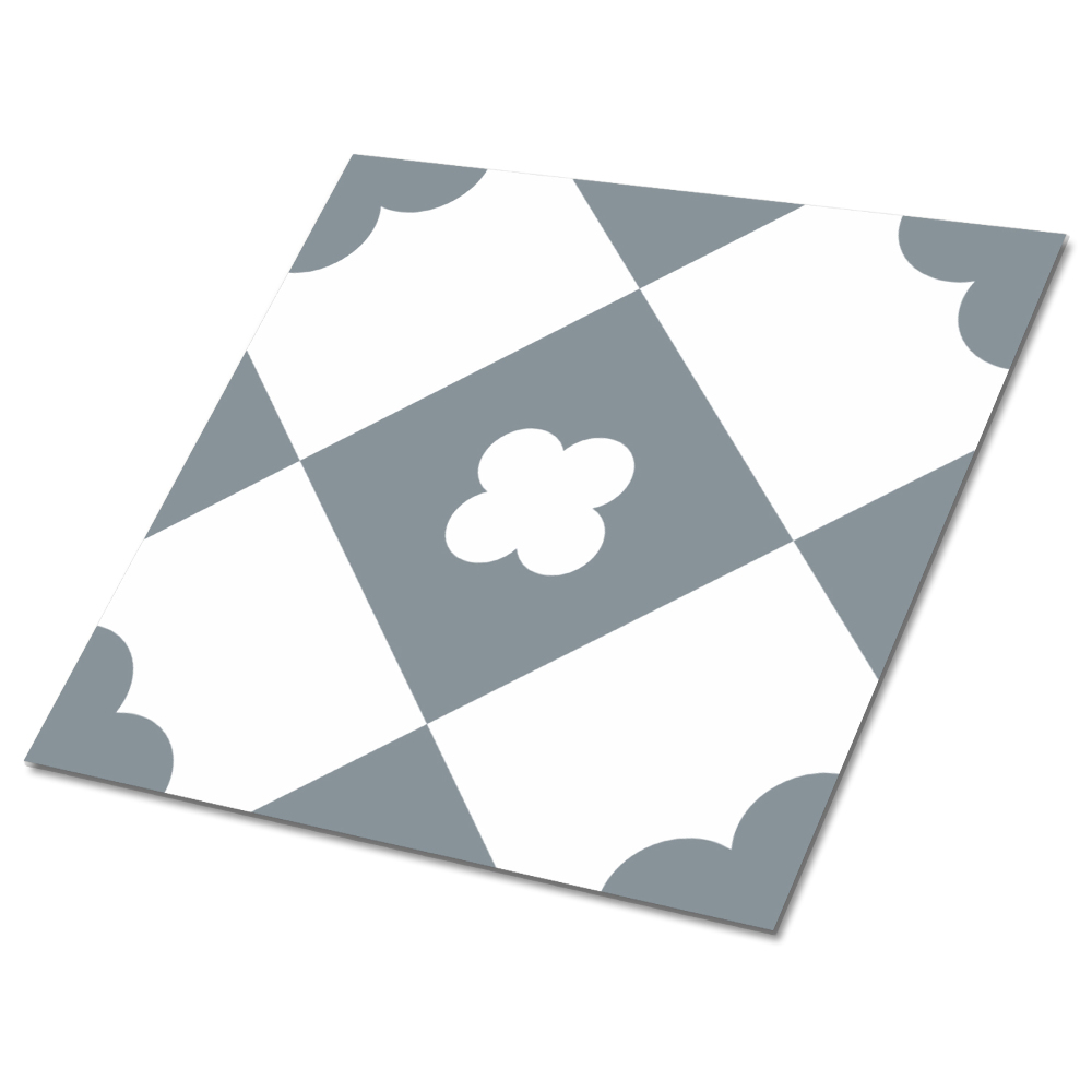 Vinilpadló Virágmotívum szürke és fehér színben