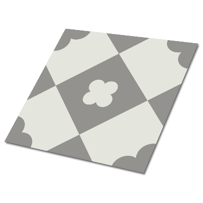 Vinyl padló falra Szürke és fehér virágos mozaik