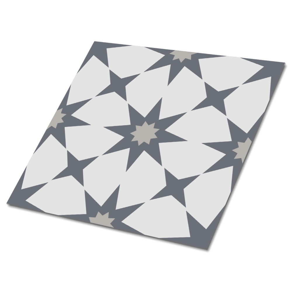 Vinyl padló falra Geometrikus csillagok szürke árnyalatokban