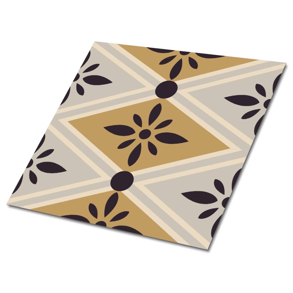 Vinyl padló Geometrikus virágok barna árnyalatokban