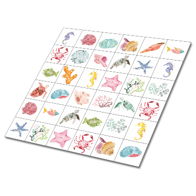 Vinyl csempe falra Tengeri téma kagylókkal és állatokkal