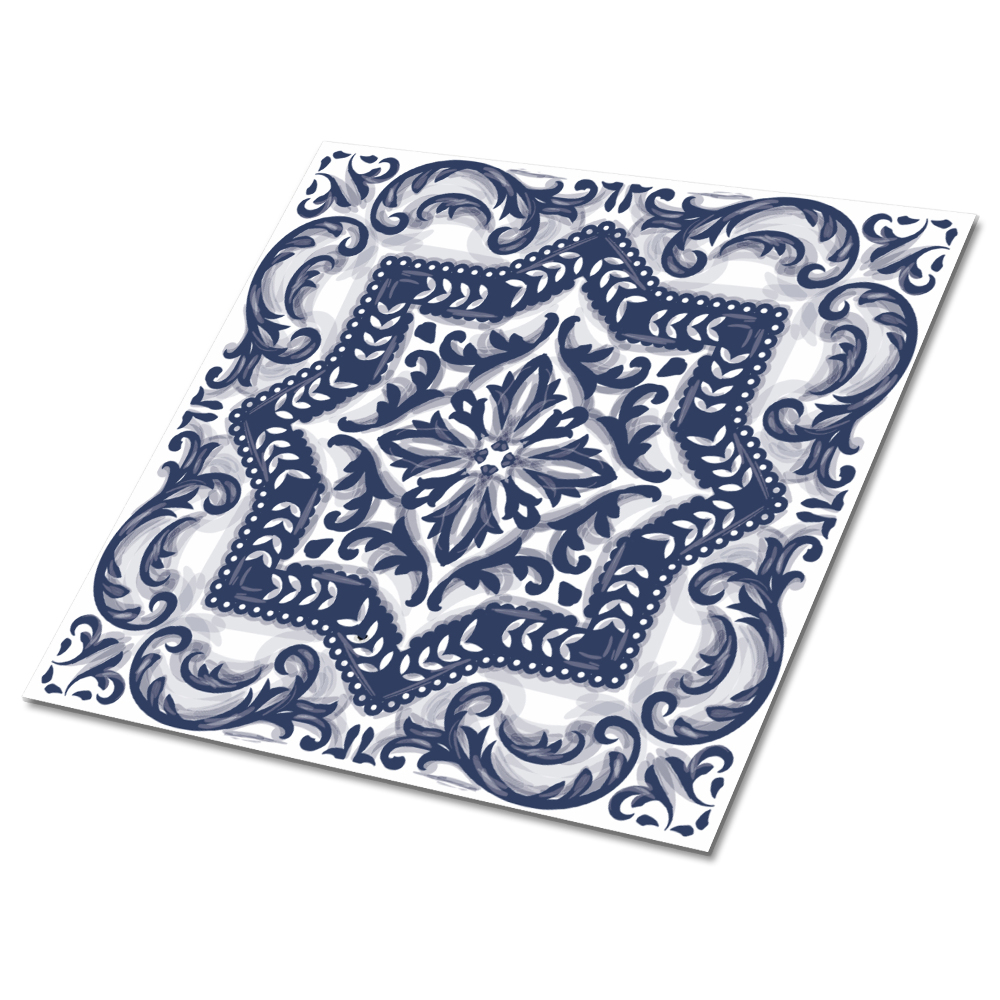 Vinyl csempe falra Arabeszk motívum kék árnyalatokban