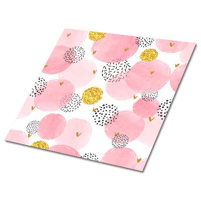 Vinilpadló Rózsaszín körök arany részletekkel