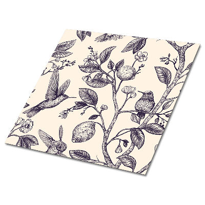 Vinyl csempe falra Madár- és citrusfélék motívuma az ágakon