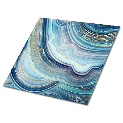 Vinyl padló Absztrakt kék hullámok arany díszítéssel