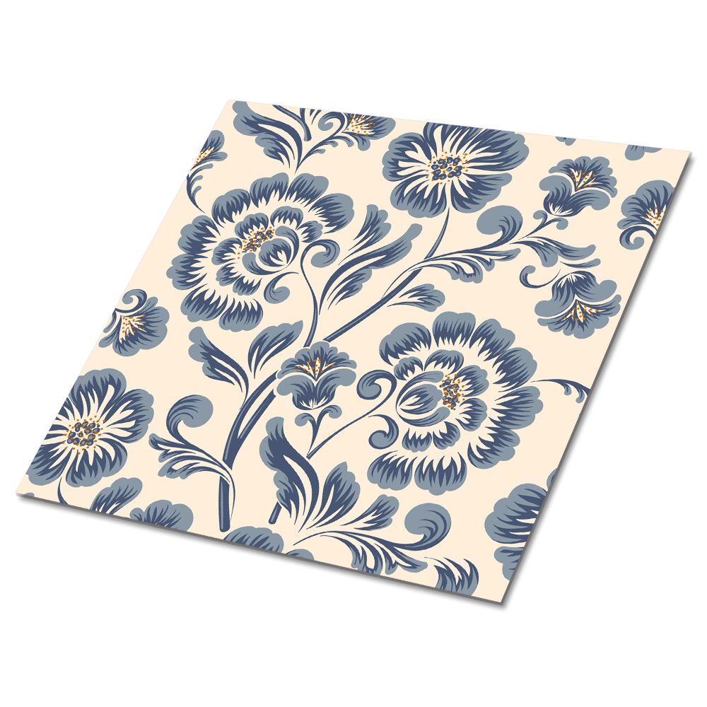 Vinilpadló Virágminta kék árnyalatokban